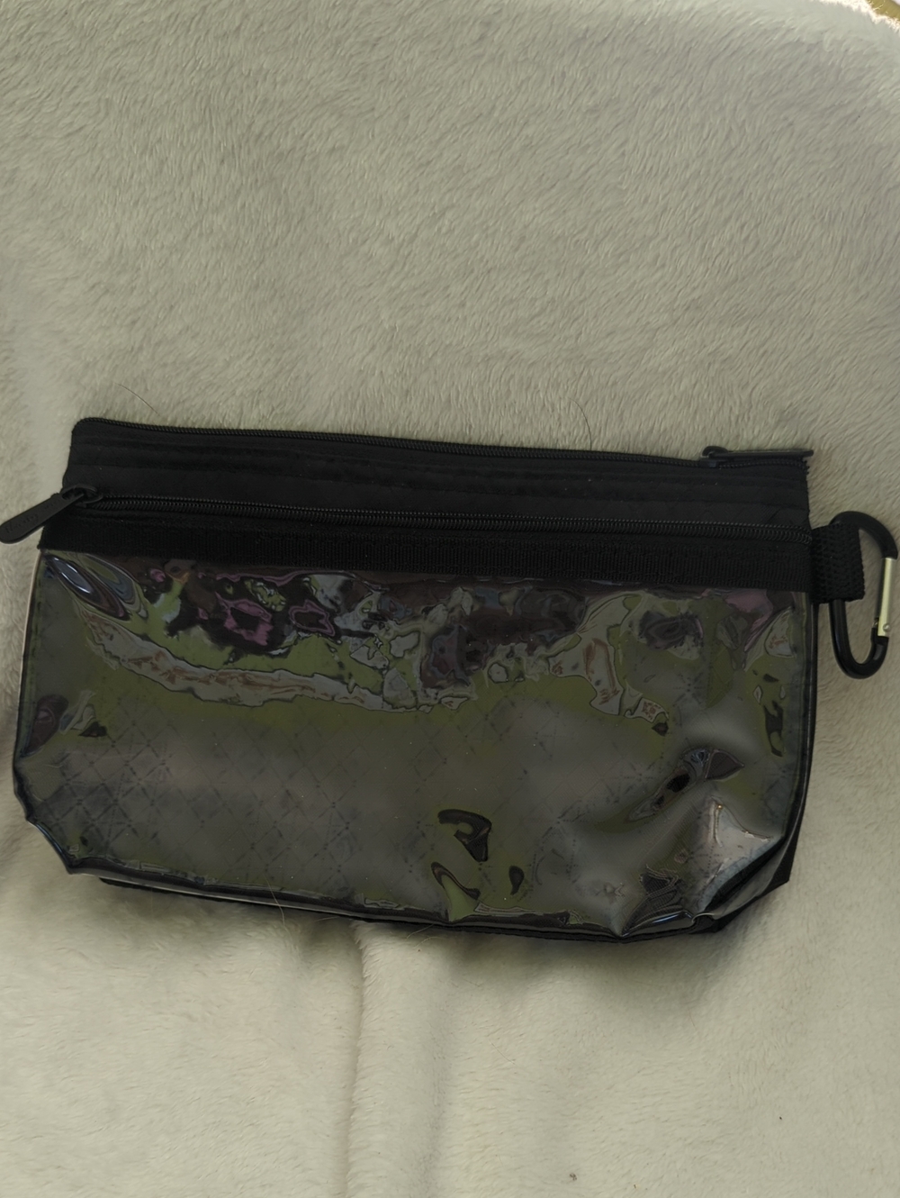 Thirty-One Black Clear Clip Insulated Lined Pouch